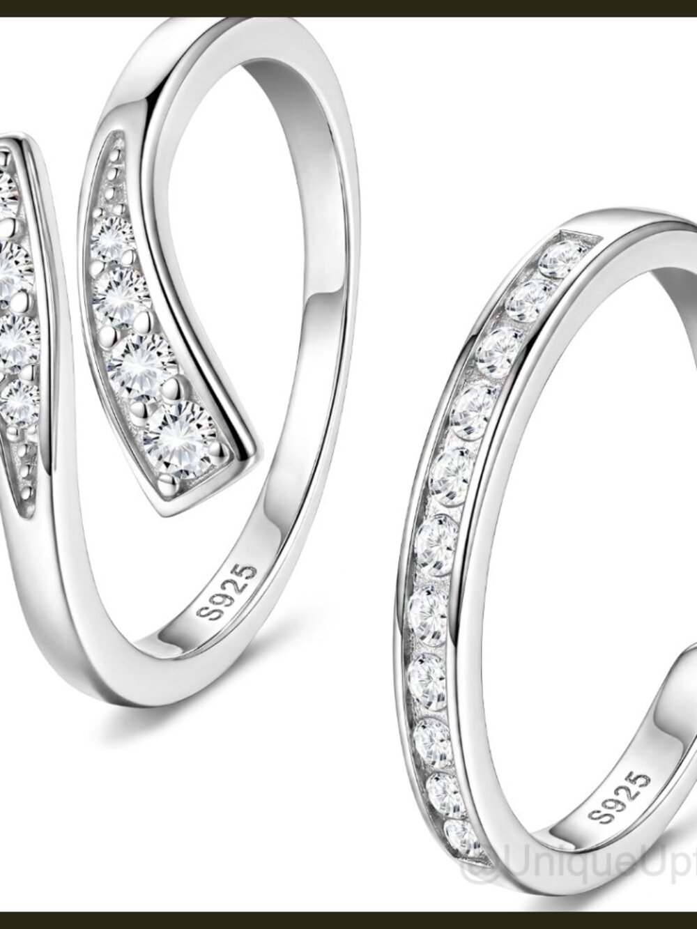 Sterling Silver Toe Rings Adjustable CZ Set Beach Vacation Jewelry